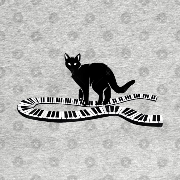 Cool Black Cat On Musical Piano Keys! by Origami Fashion